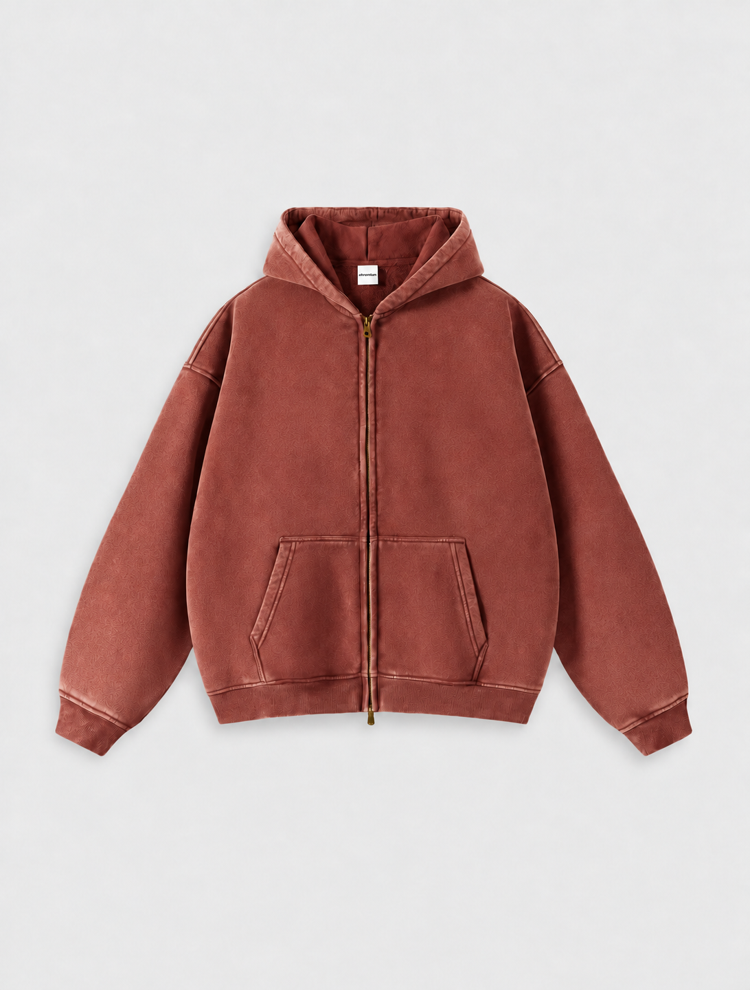 Washed Distressed Fleece Zip-Up Jacket