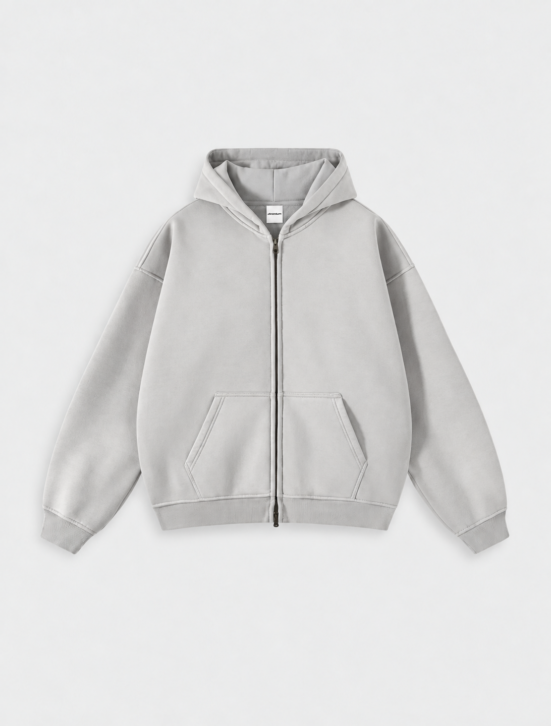 Washed Distressed Fleece Zip-Up Jacket
