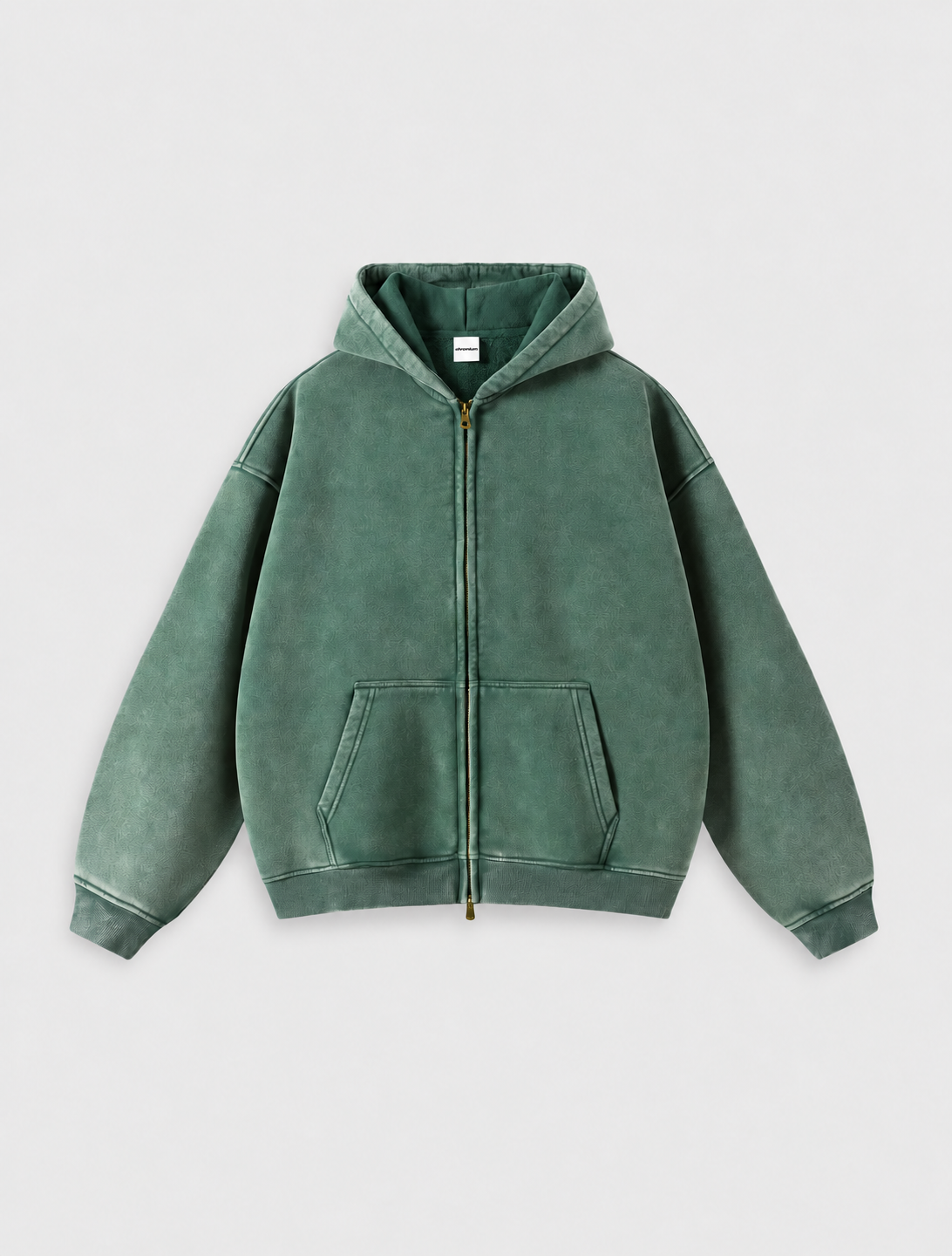 Washed Distressed Fleece Zip-Up Jacket